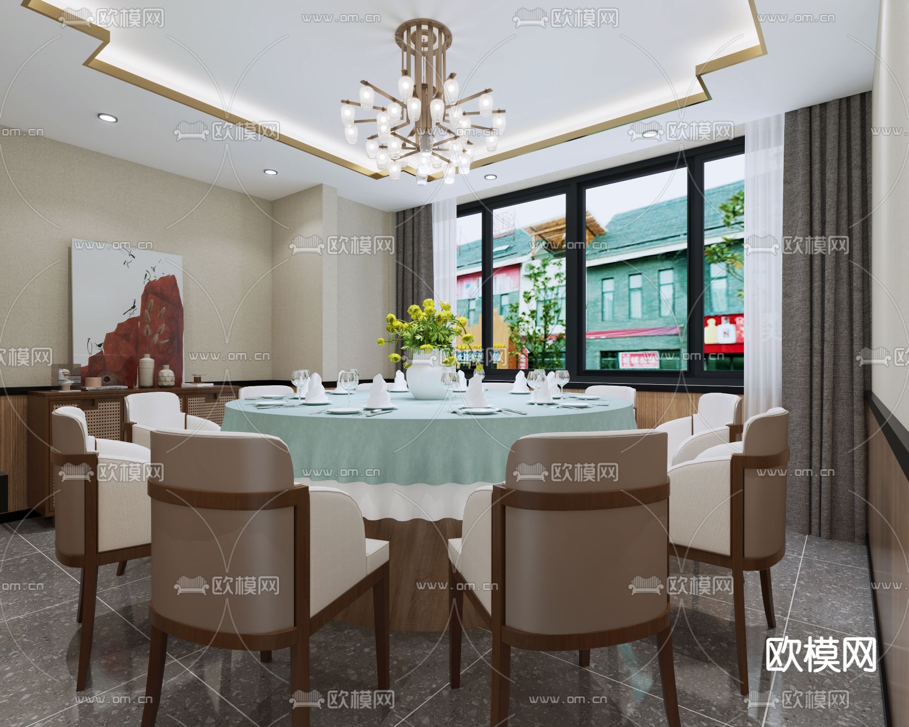 中餐厅包房 包厢3d模型下载