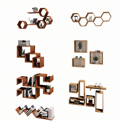  现代壁柜 装饰架su模型 