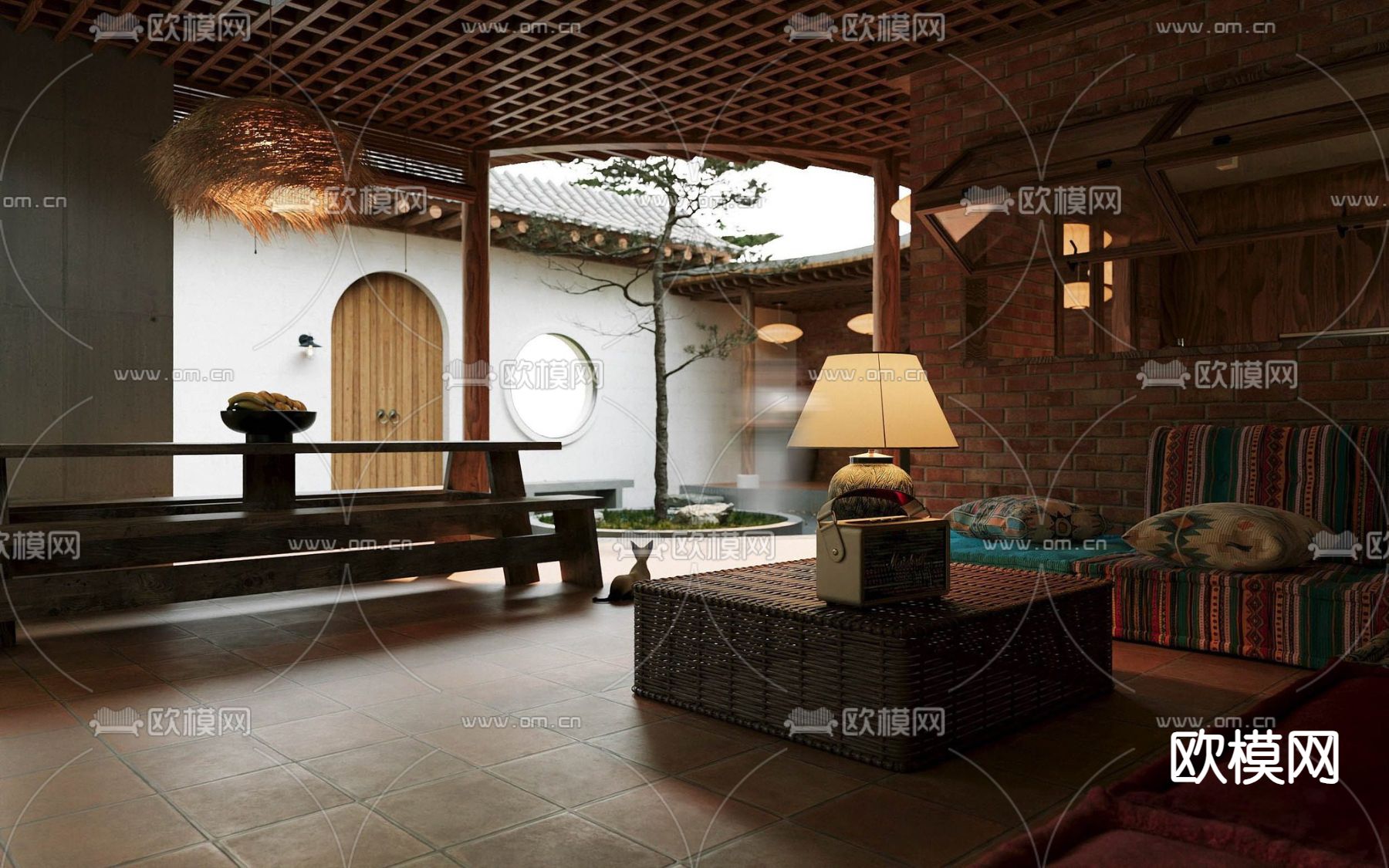 东南亚花园住宅 庭院景观3d模型下载（渲染图9）