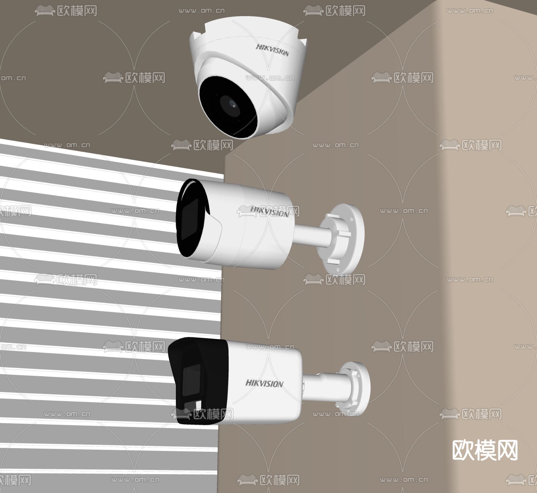 现代监控摄像头su模型下载（渲染图1）