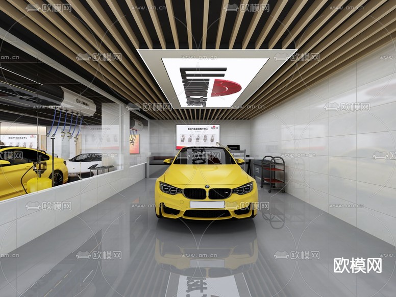 工业风汽修店3d模型下载(渲染图1)
