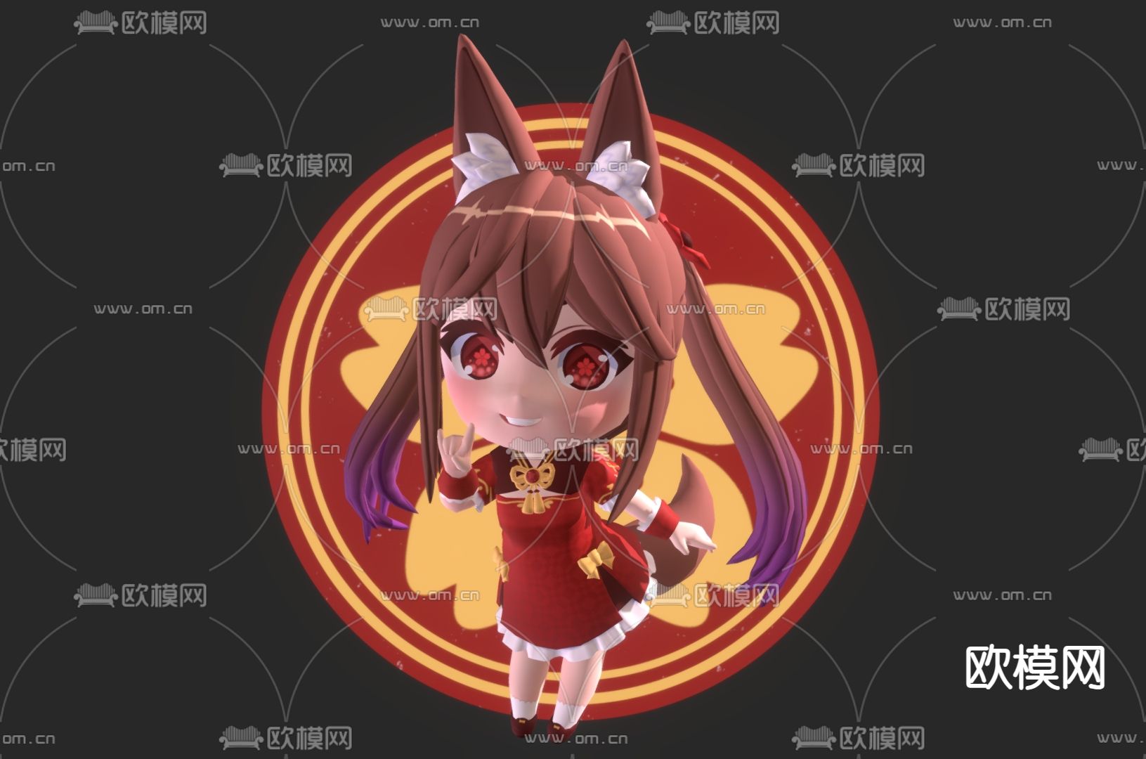 二次元手办 动漫人物3d模型下载（渲染图1）