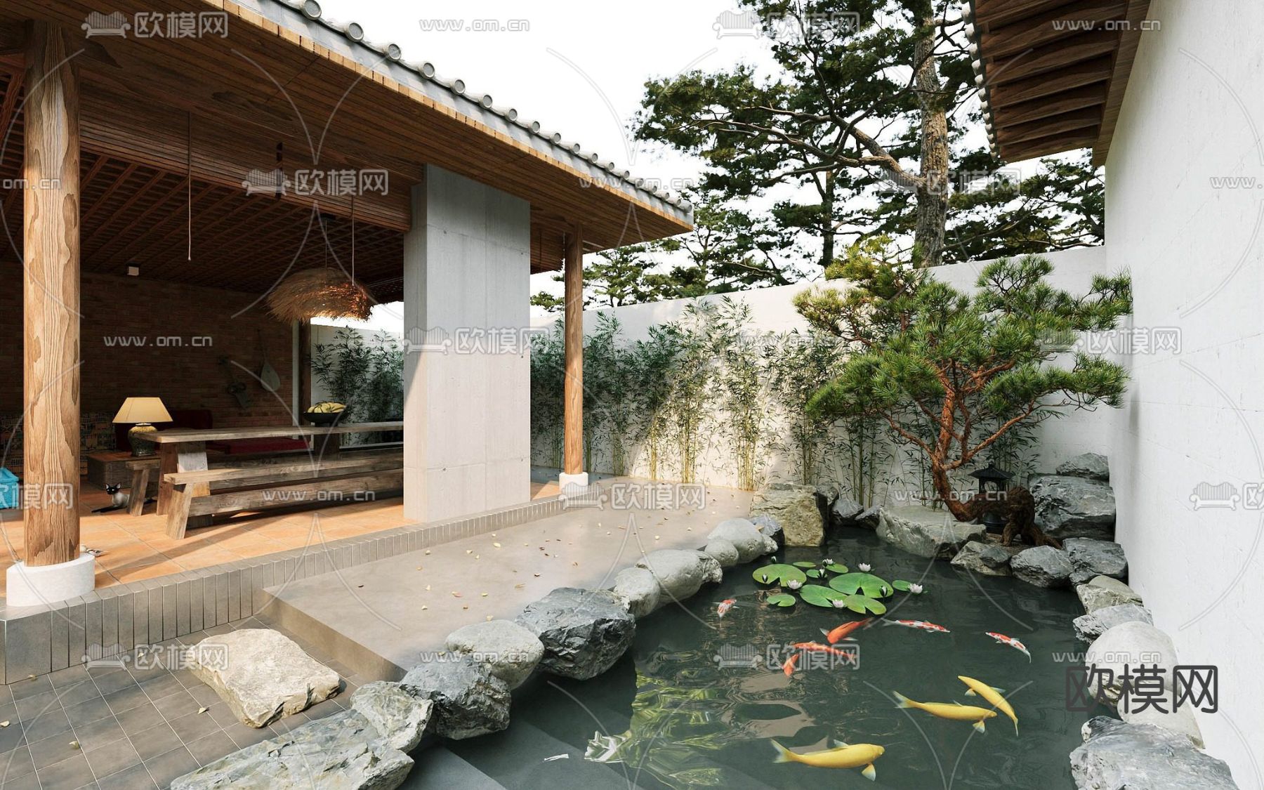 东南亚花园住宅 庭院景观3d模型下载（渲染图10）