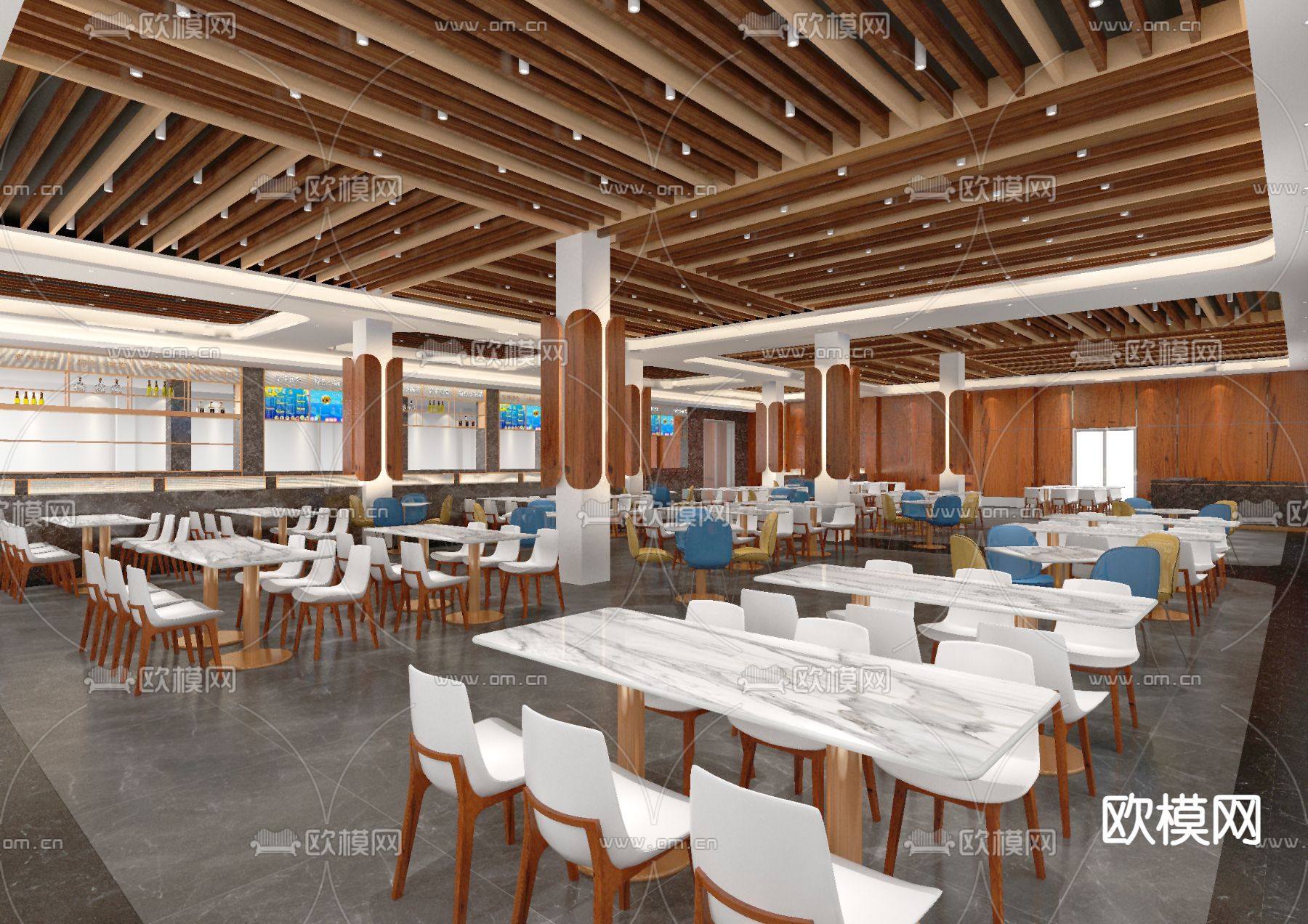 食堂 员工餐厅 餐饮店3d模型下载