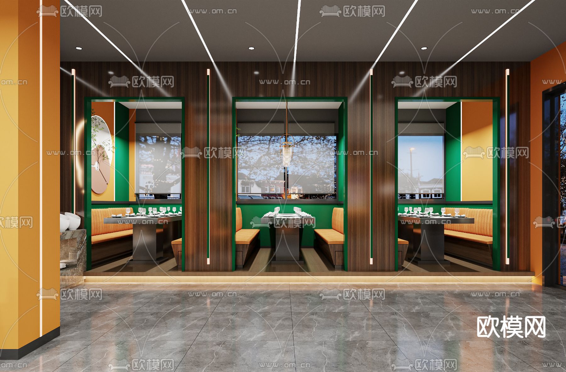 现代火锅店 火锅餐厅3d模型下载（渲染图4）