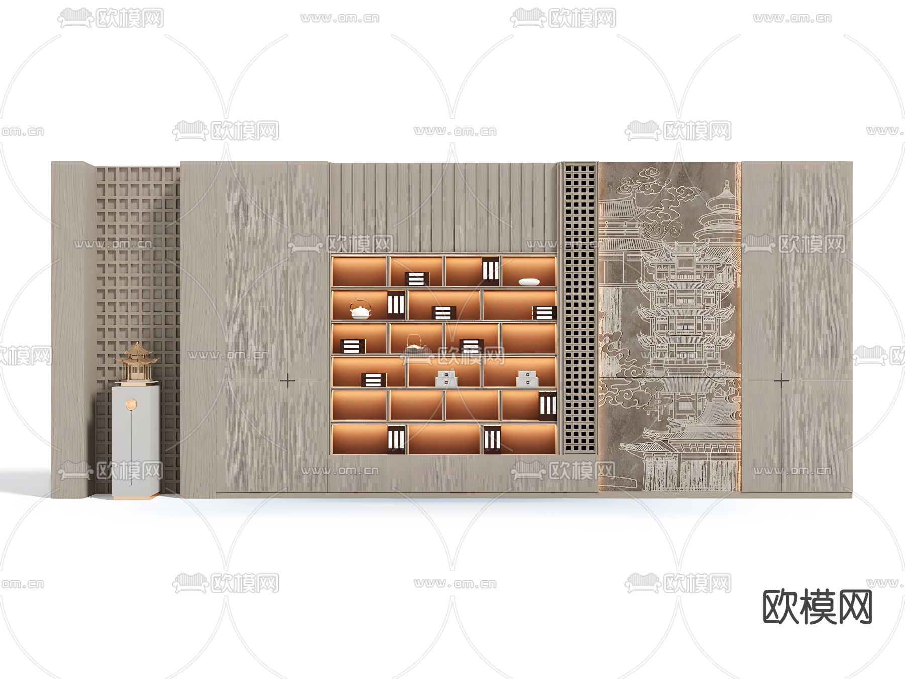 新中式装饰茶柜 茶水柜3d模型下载