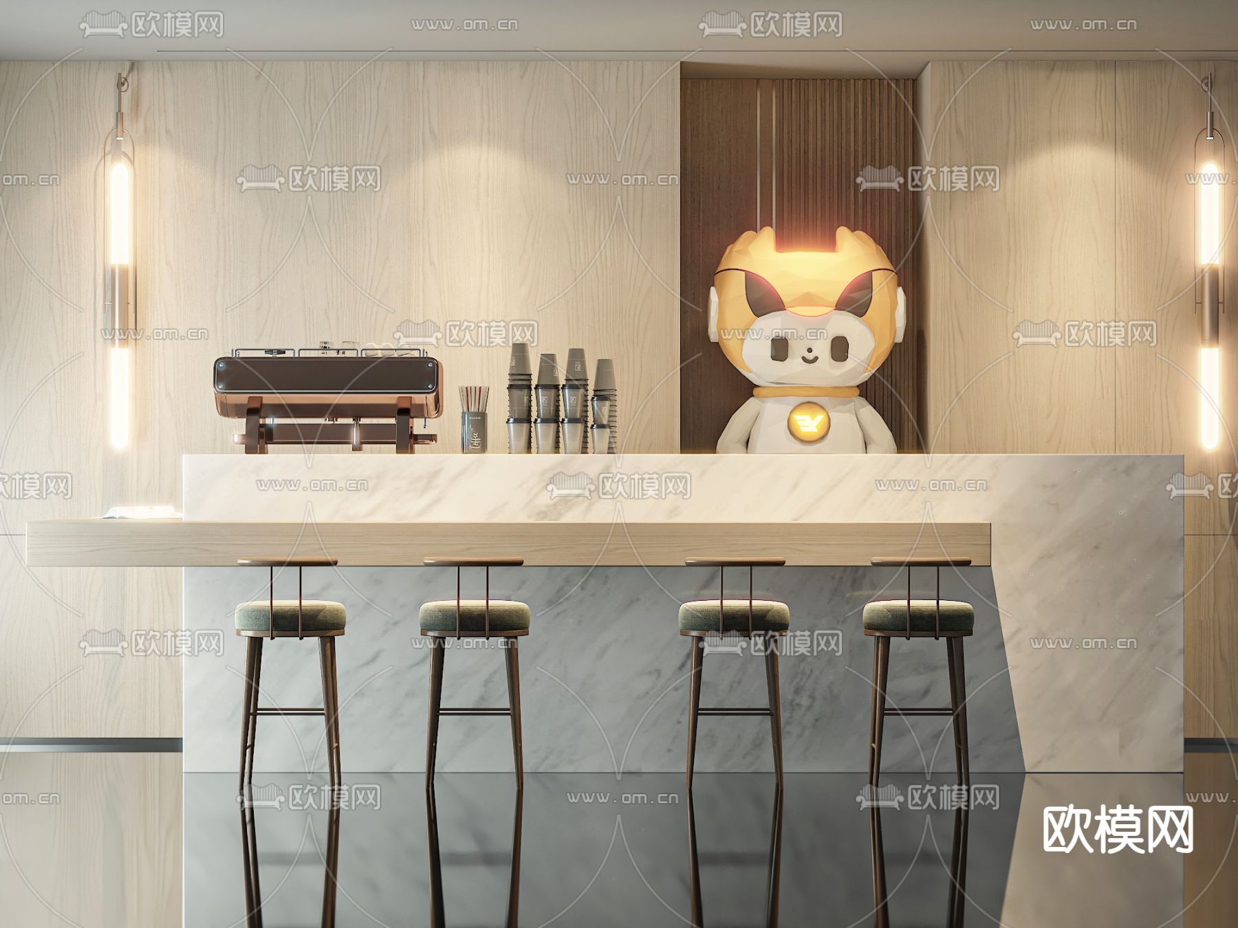 大理石吧台3d模型下载