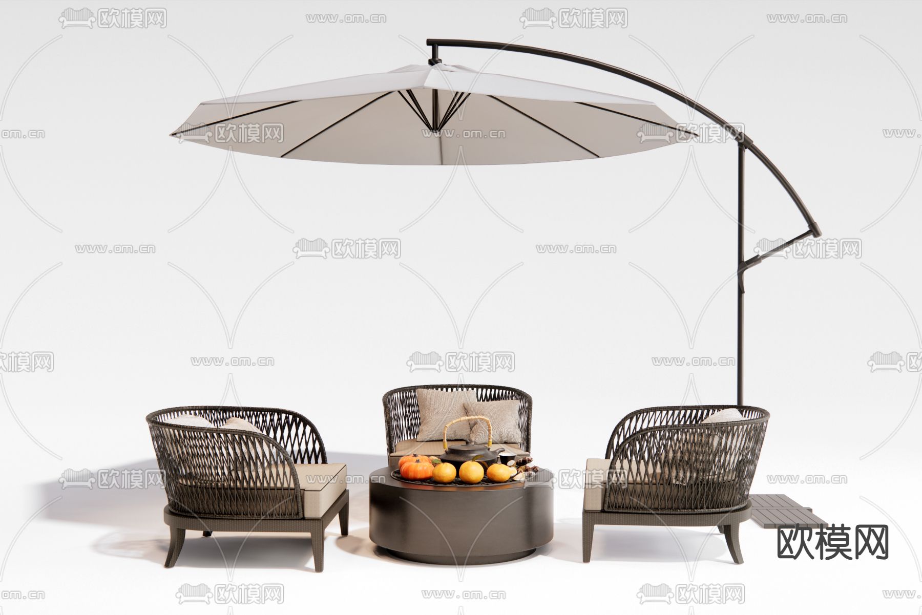 简约户外桌椅3d模型下载