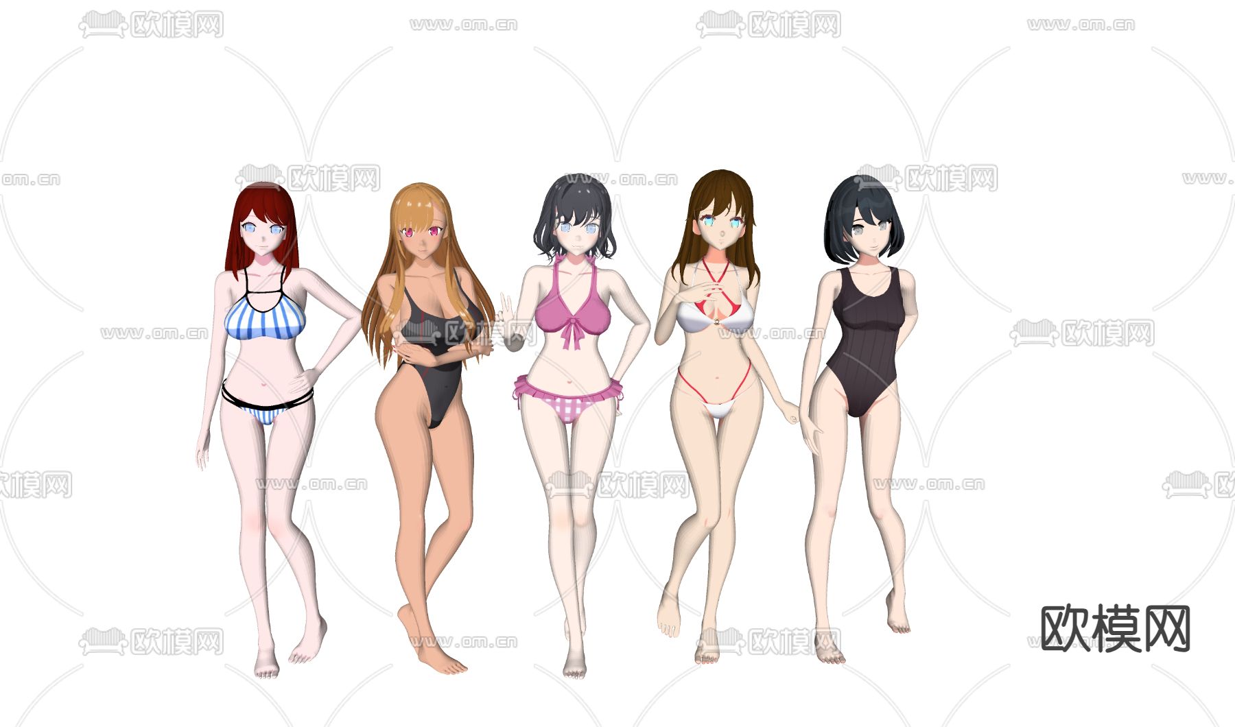 日系美少女 二次元手办 可爱动漫角色3d模型下载（渲染图2）