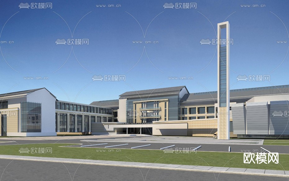 新中式 卫生中心鸟瞰3d模型下载(渲染图2)