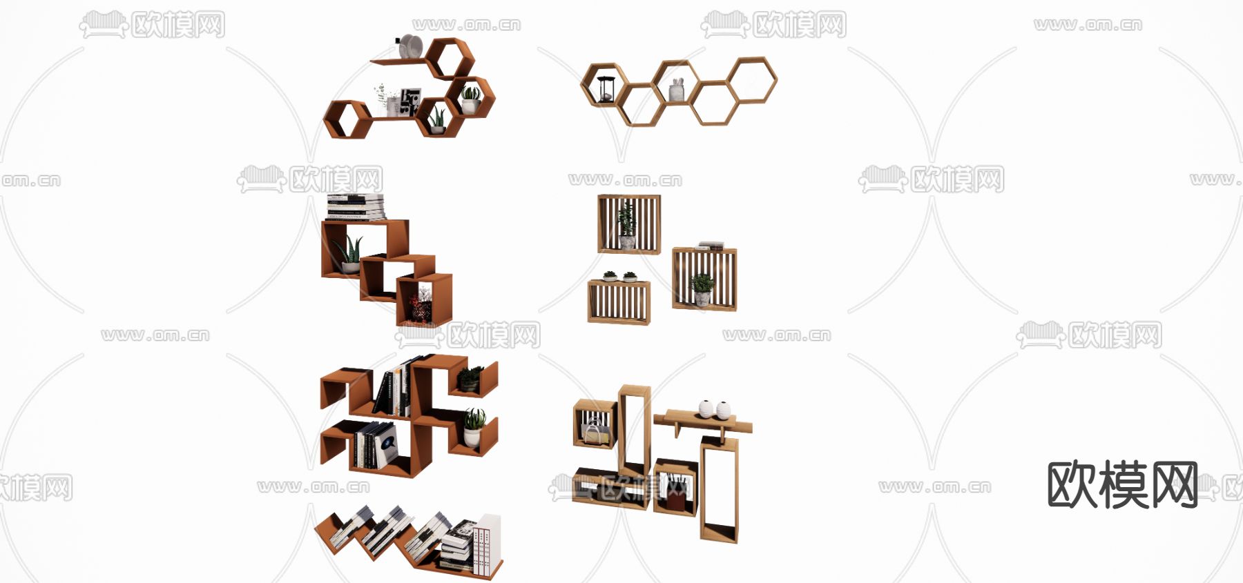 现代壁柜 装饰架su模型下载（渲染图3）