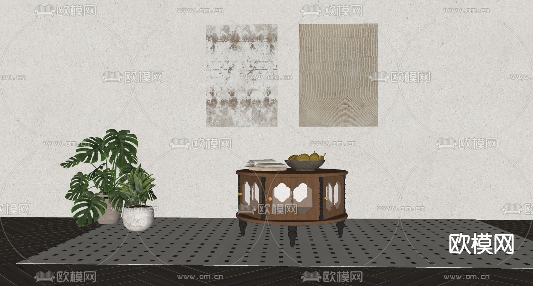 法式茶几su模型下载（渲染图1）