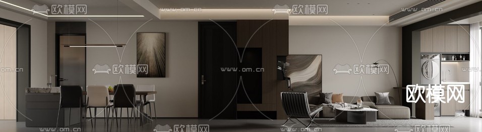 轻奢客餐厅3d模型下载(渲染图1)