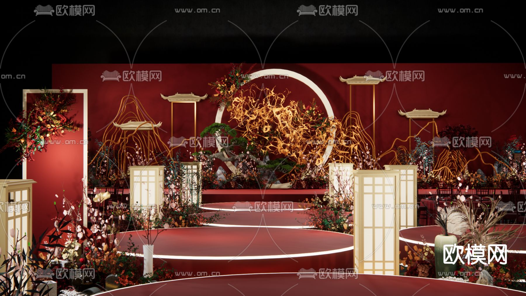 中式婚礼美陈su模型下载（渲染图4）