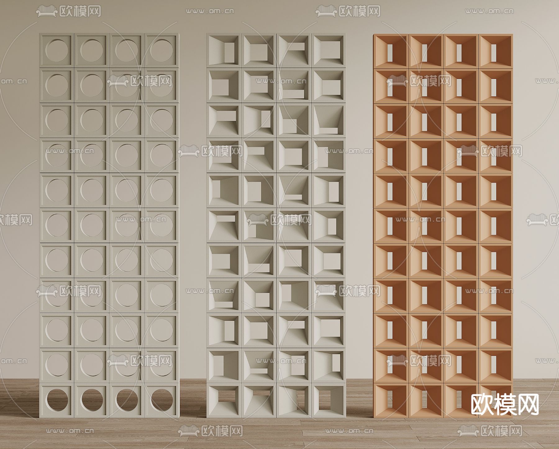 水泥砖隔断 镂空砖隔断3d模型下载