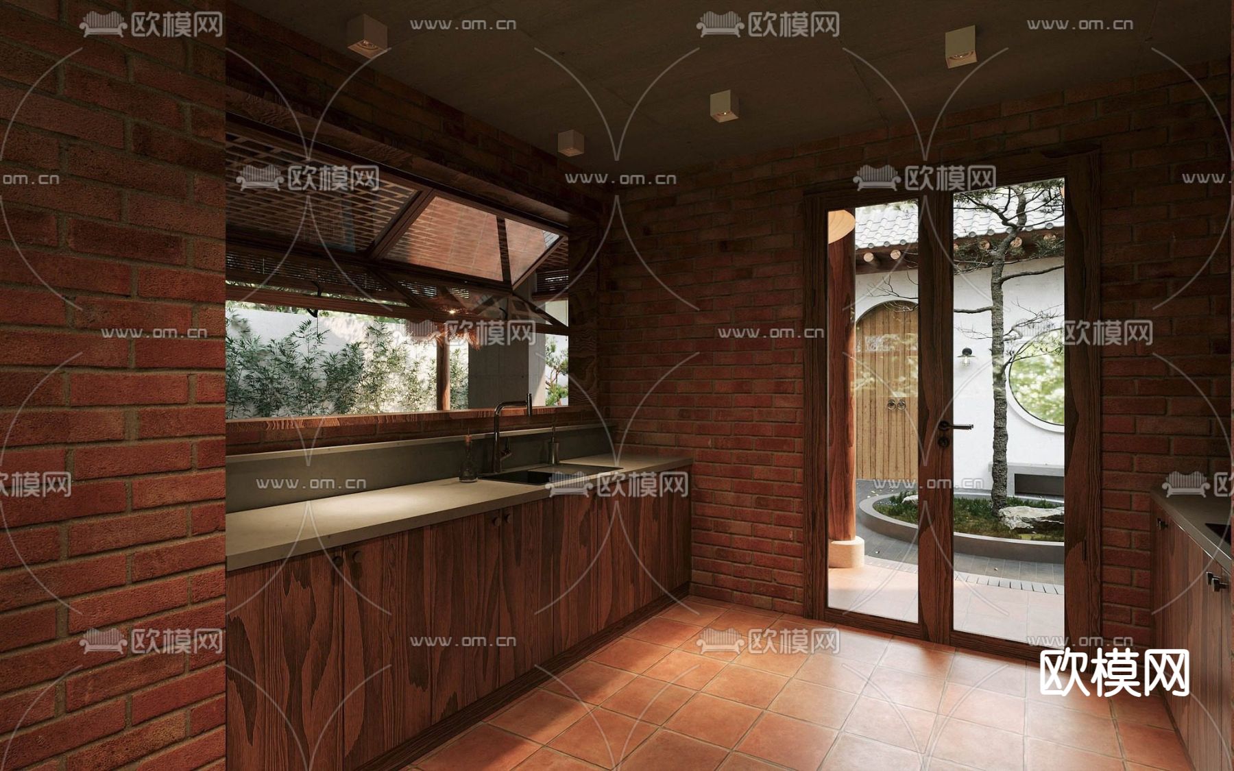 东南亚花园住宅 庭院景观3d模型下载（渲染图8）