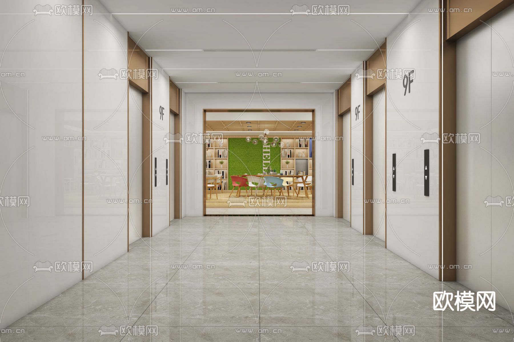 公司前台 接待区3d模型下载（渲染图2）