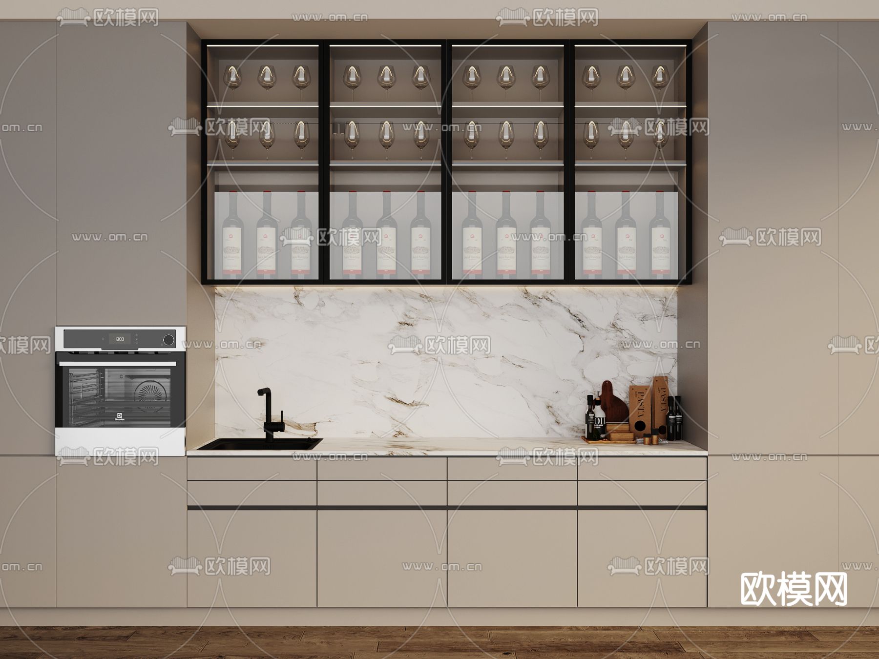 现代酒柜 西厨柜 橱柜3d模型下载