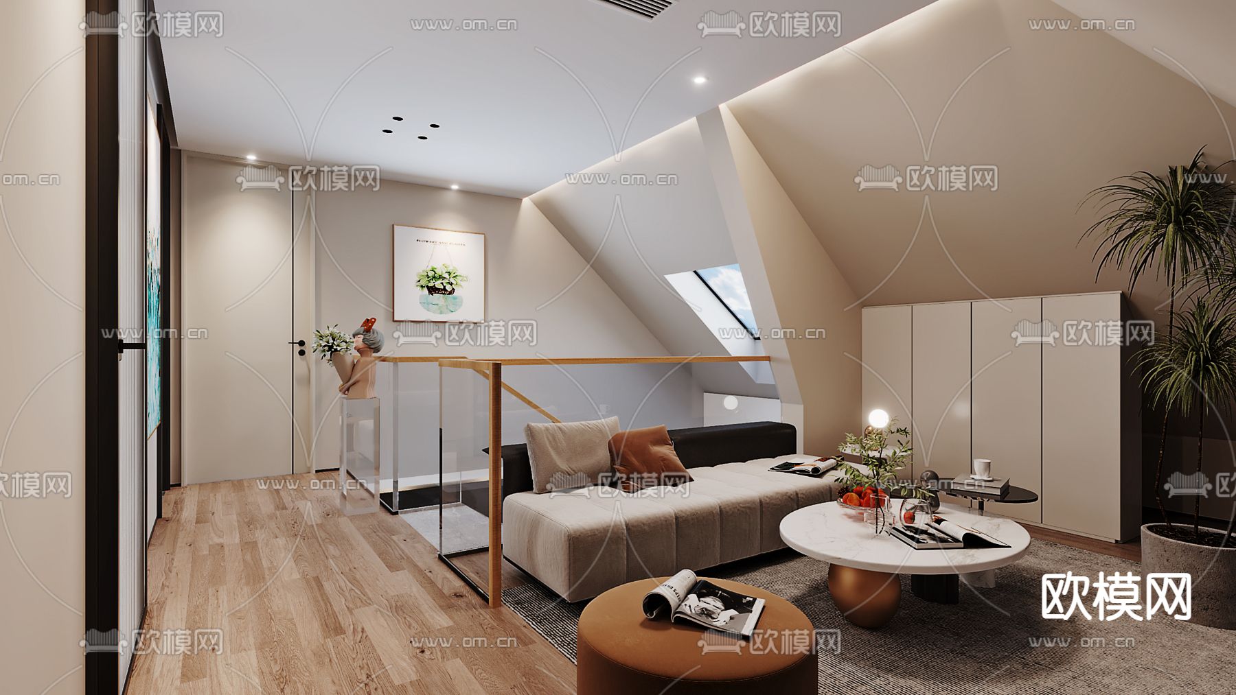 现代客厅3d模型下载（渲染图3）