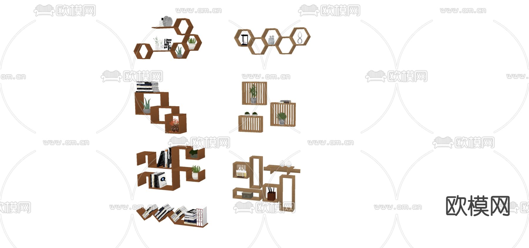 现代壁柜 装饰架su模型下载（渲染图1）