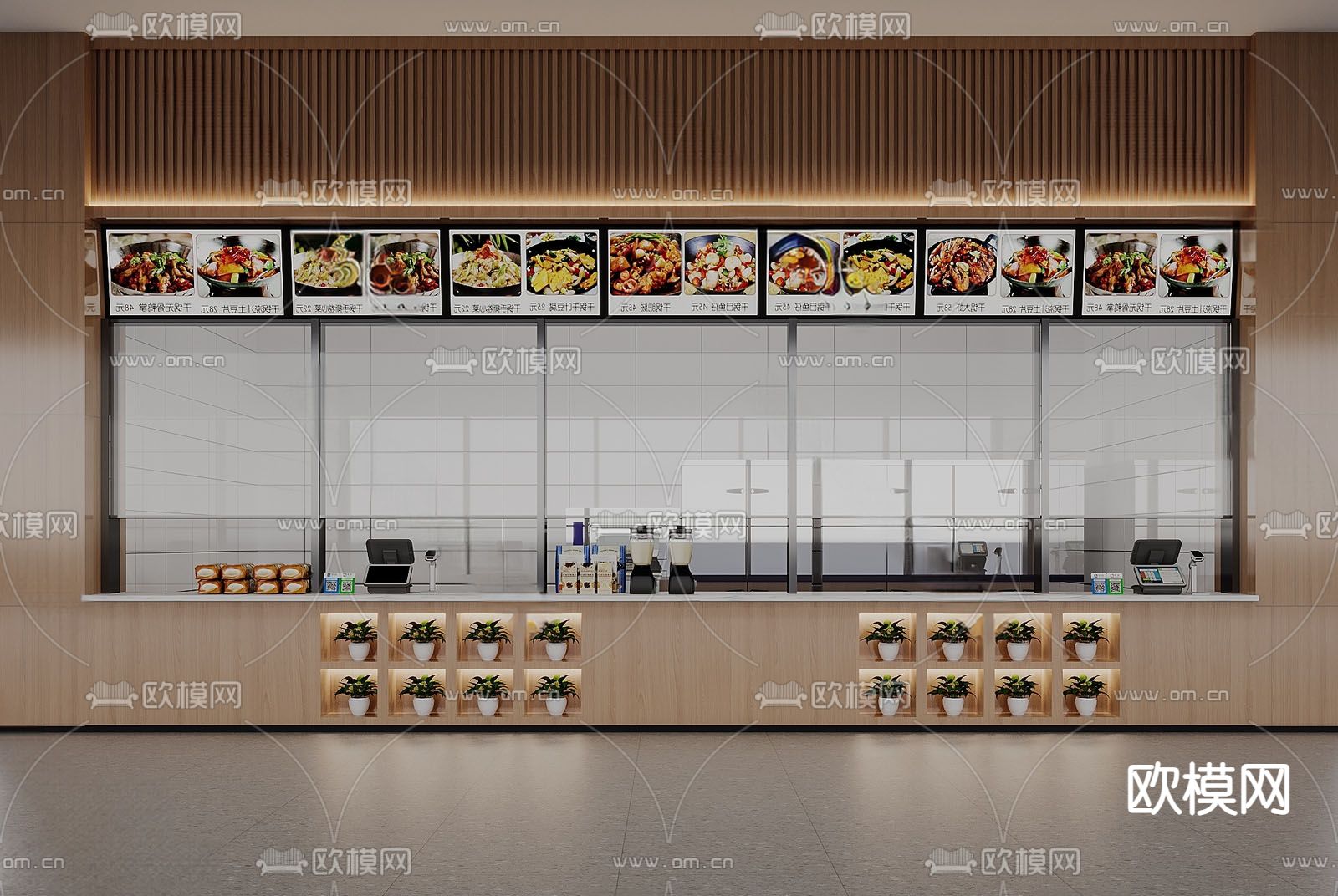 现代餐厅 食堂3d模型下载