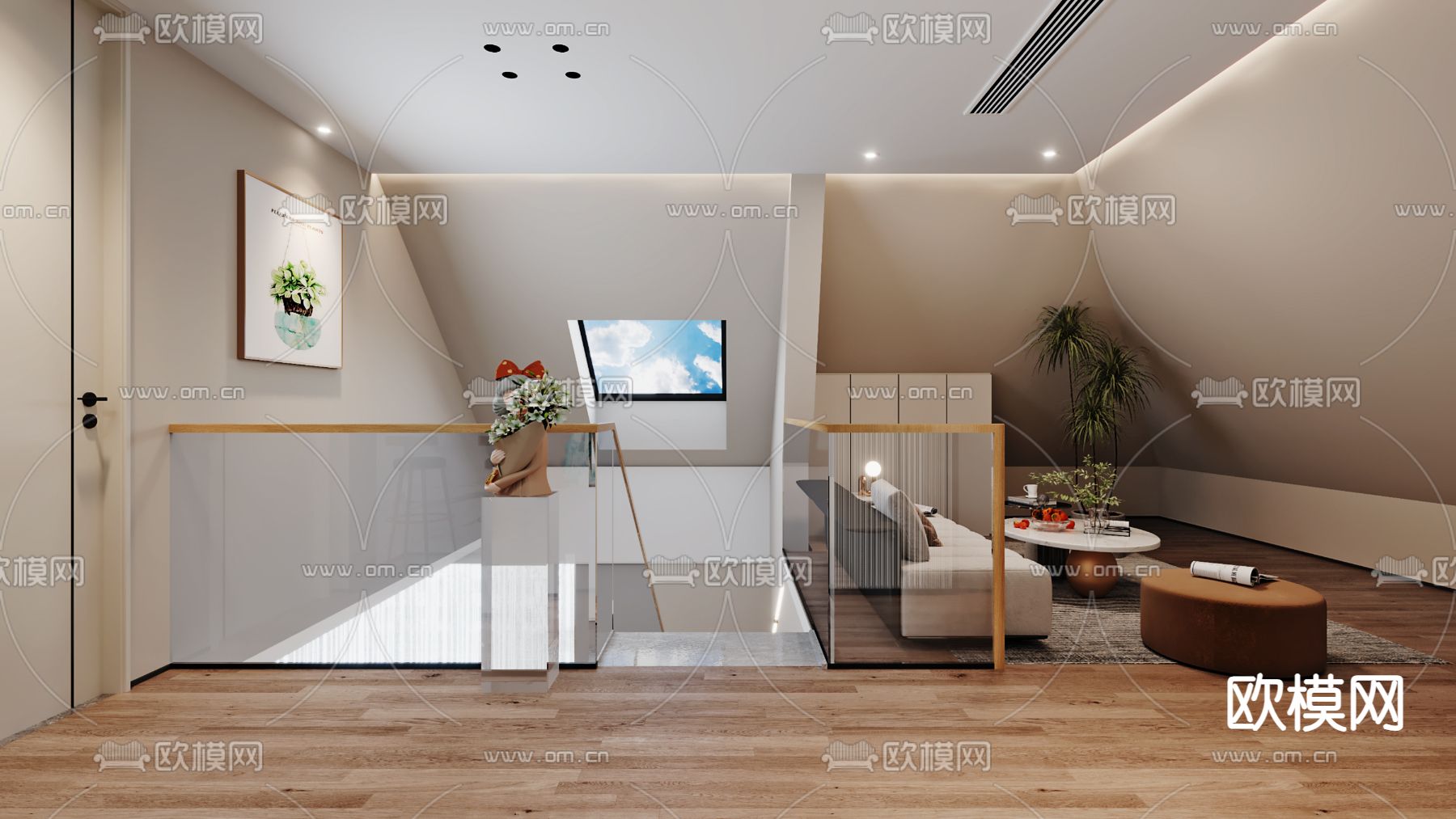 现代客厅3d模型下载（渲染图4）