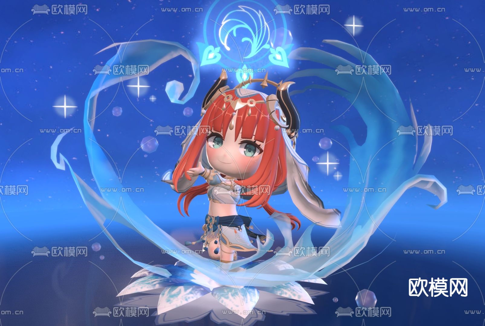 二次元手办 可爱人物 动漫人物3d模型下载（渲染图1）