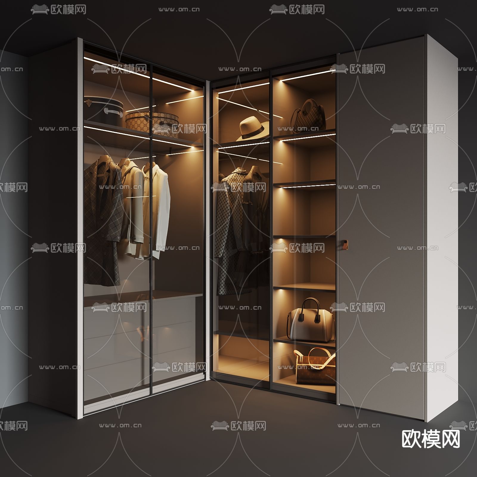衣柜 转角衣柜3d模型下载