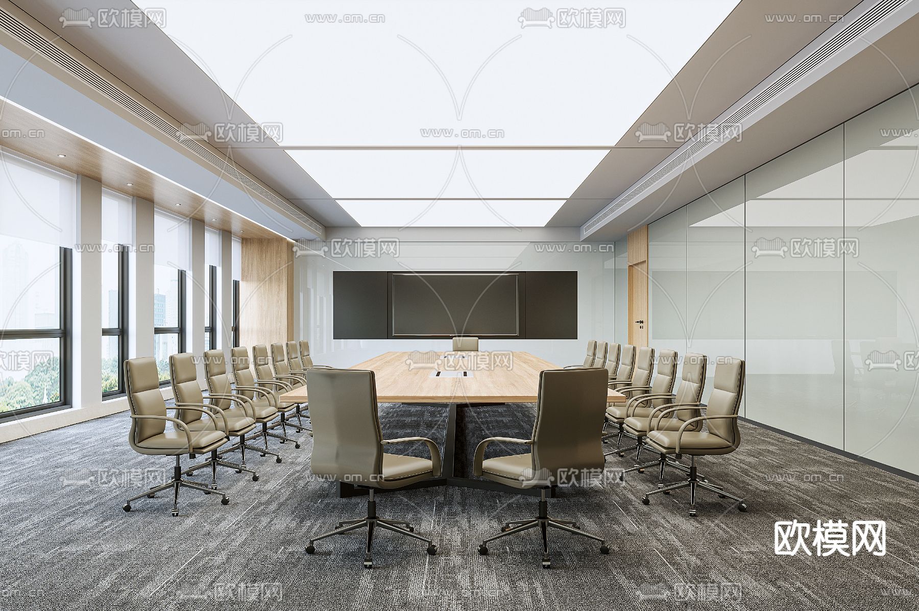 现代会议室3d模型下载