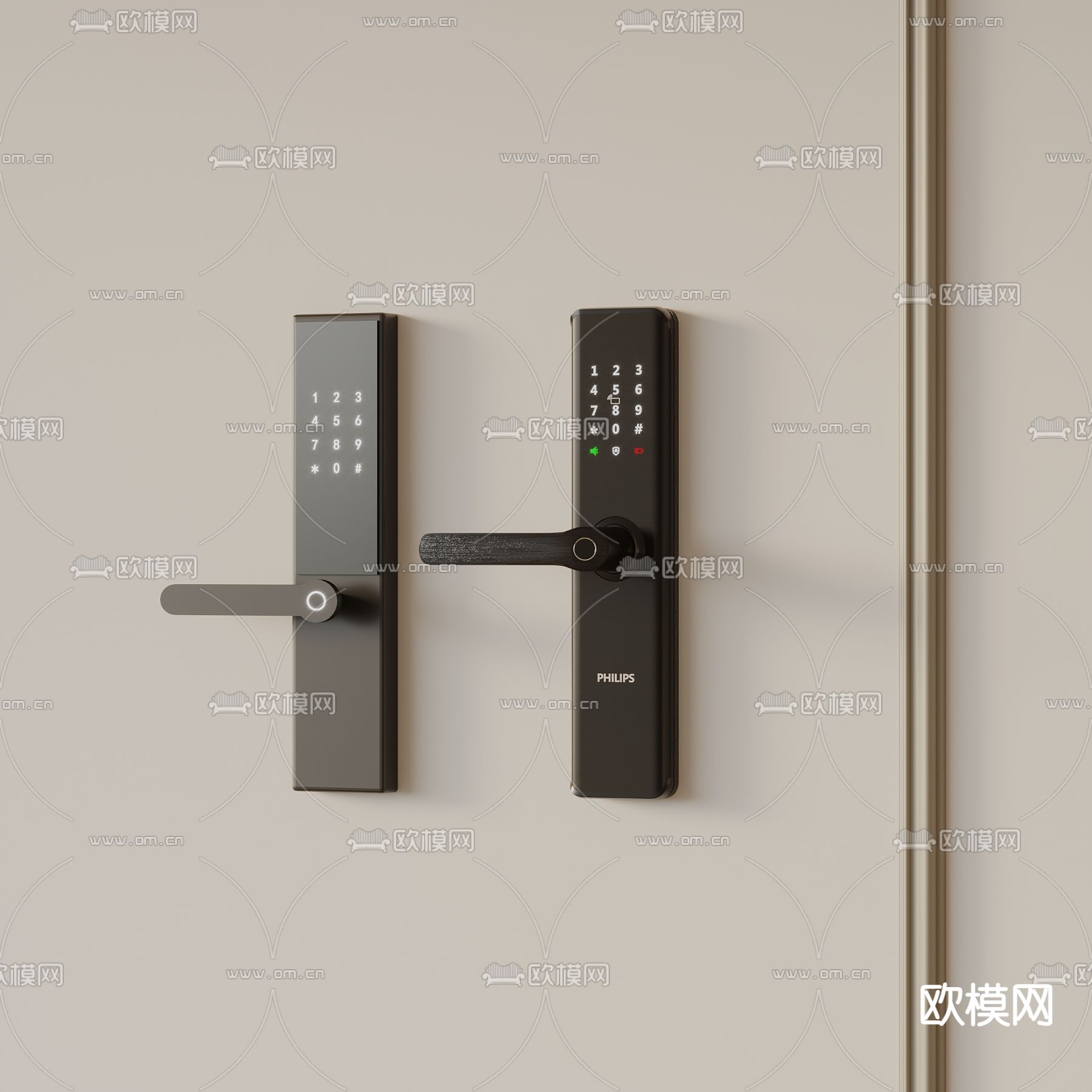 门把手 密码锁 智能门锁 指纹锁3d模型下载