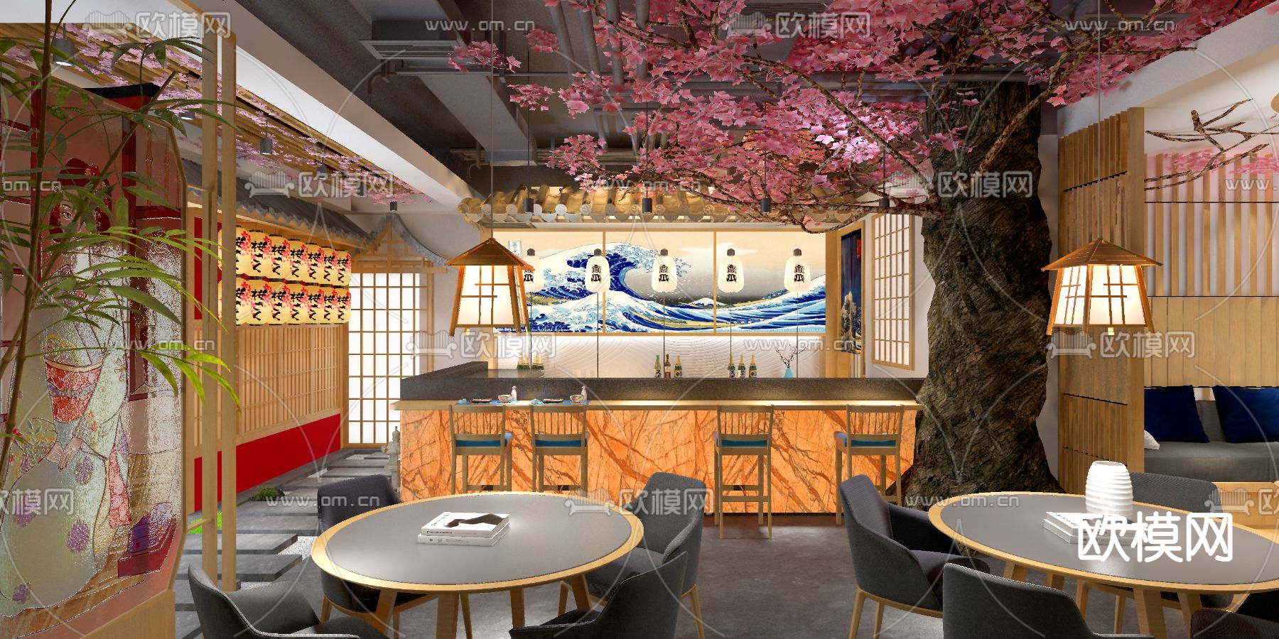 日式餐厅 料理店3d模型下载