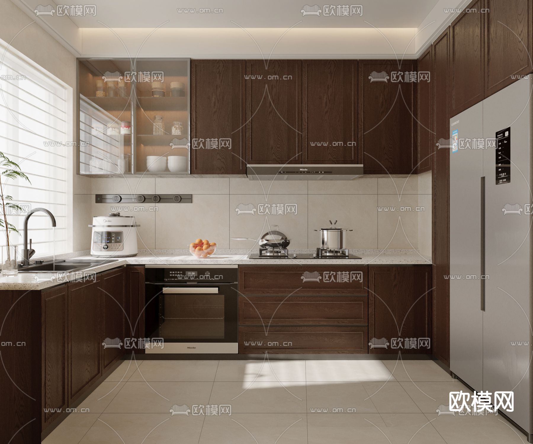 美式厨房3d模型下载