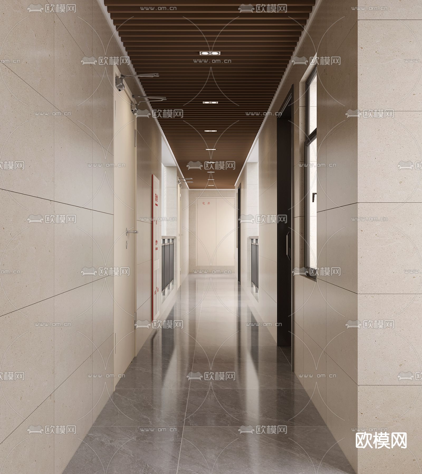 办公室走廊 过道3d模型下载