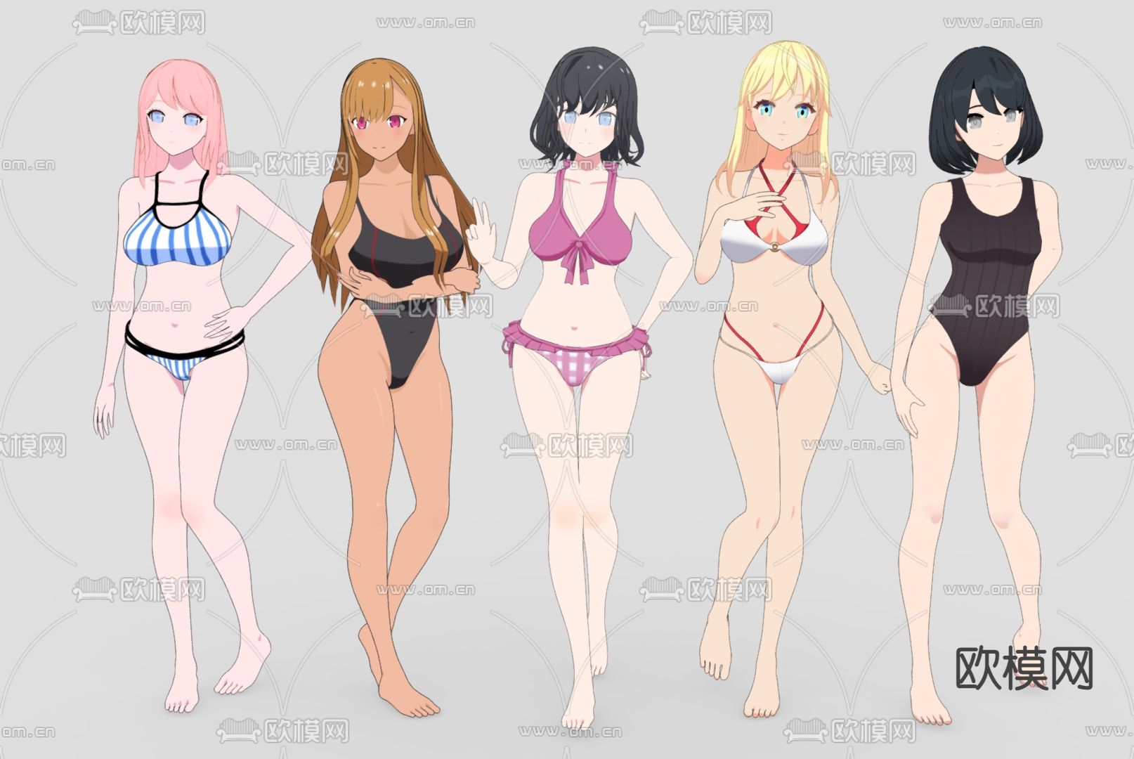 日系美少女 二次元手办 可爱动漫角色3d模型下载（渲染图1）