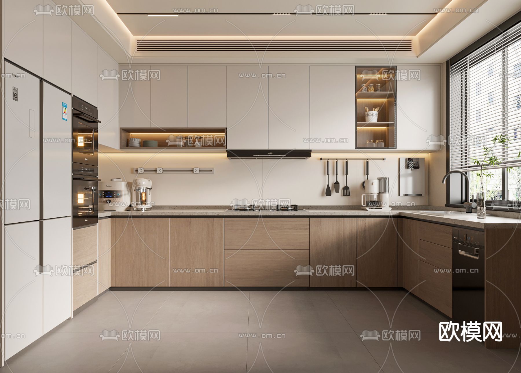 现代厨房 橱柜3d模型下载
