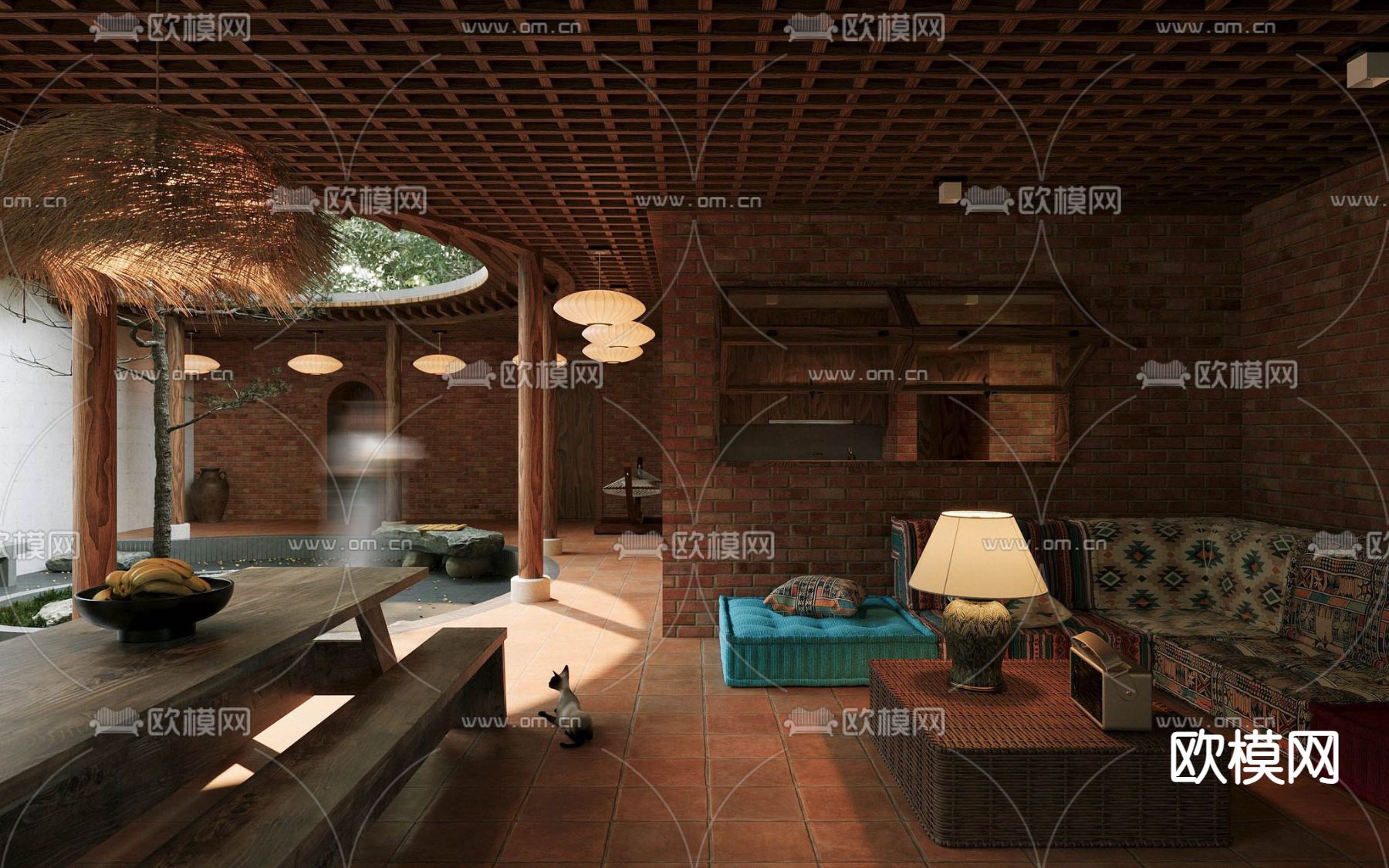 东南亚花园住宅 庭院景观3d模型下载（渲染图3）