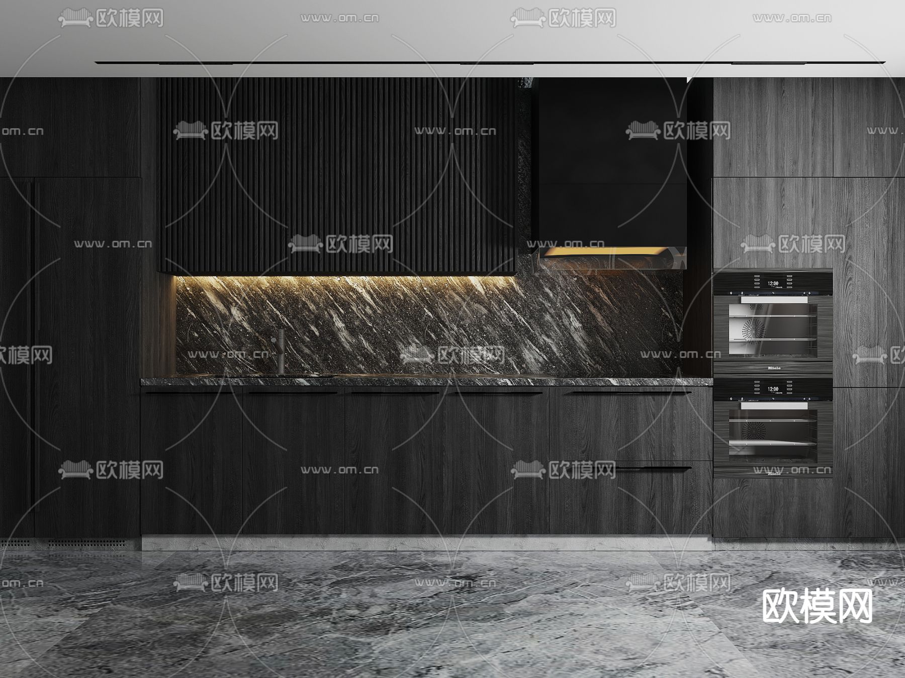 暗黑风橱柜 西厨柜3d模型下载