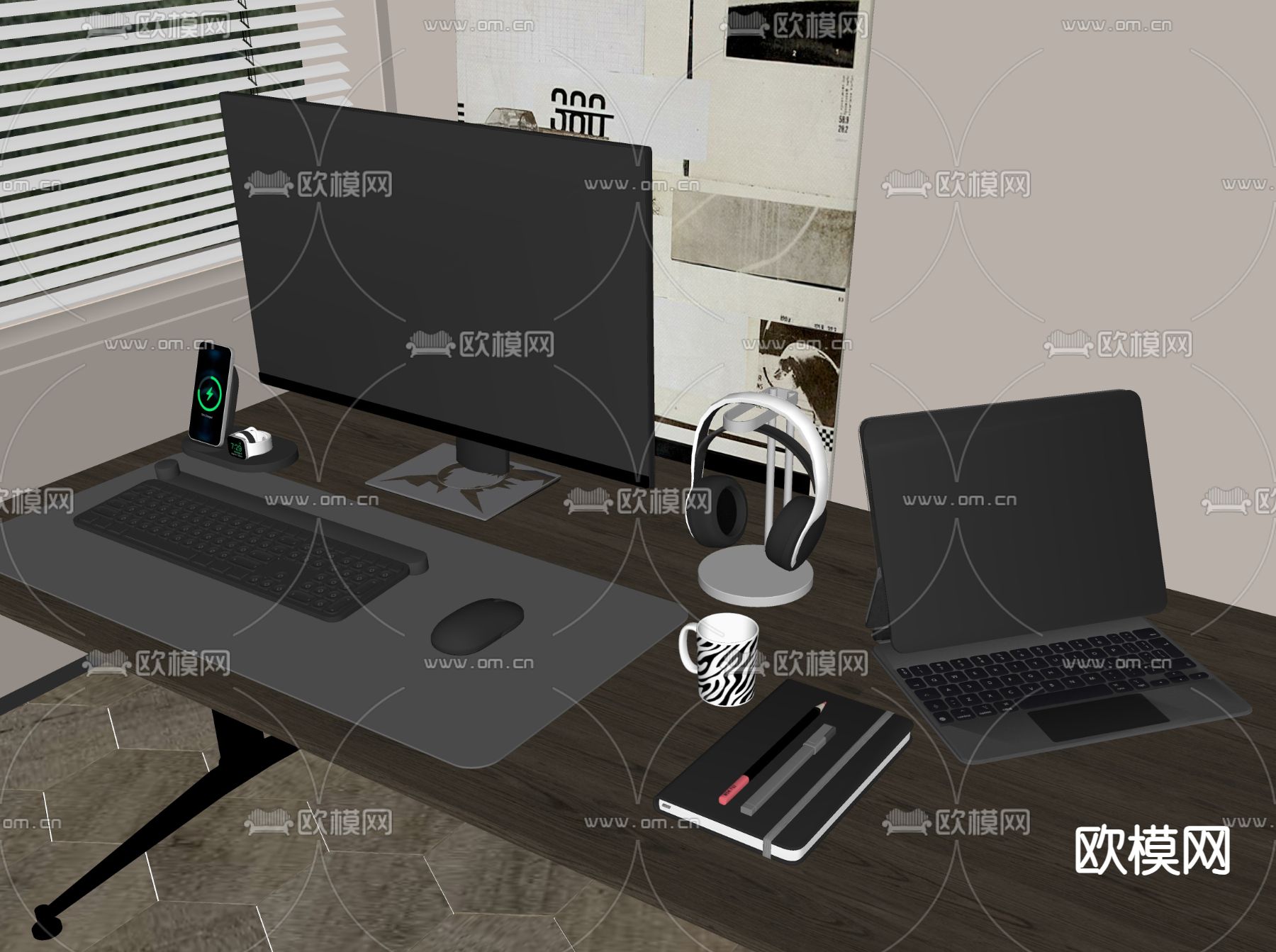 电脑 办公设备su模型下载（渲染图1）
