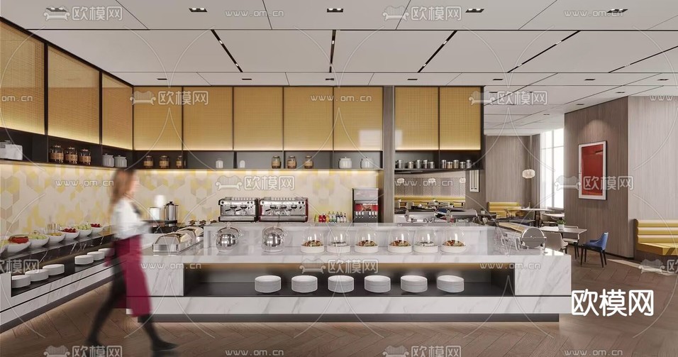 自助餐廳 酒店餐飲區(qū)3d模型下載