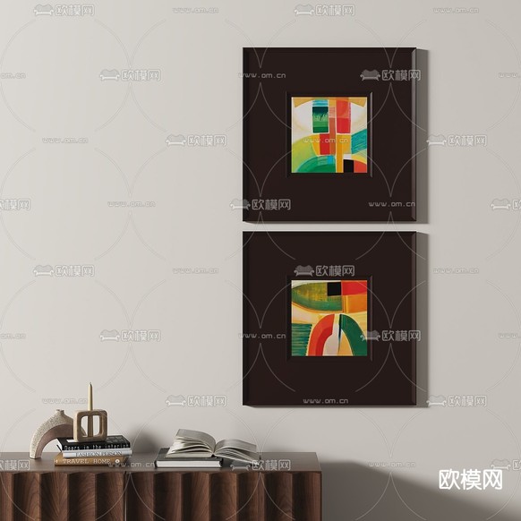 法式装饰画 抽象画3d模型下载