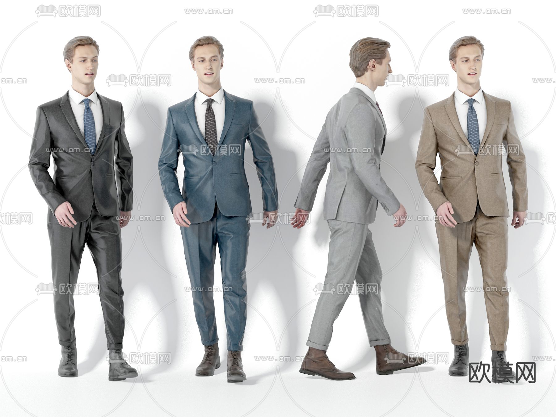 人物 模特 西装男生 文员男 商务男3d模型下载