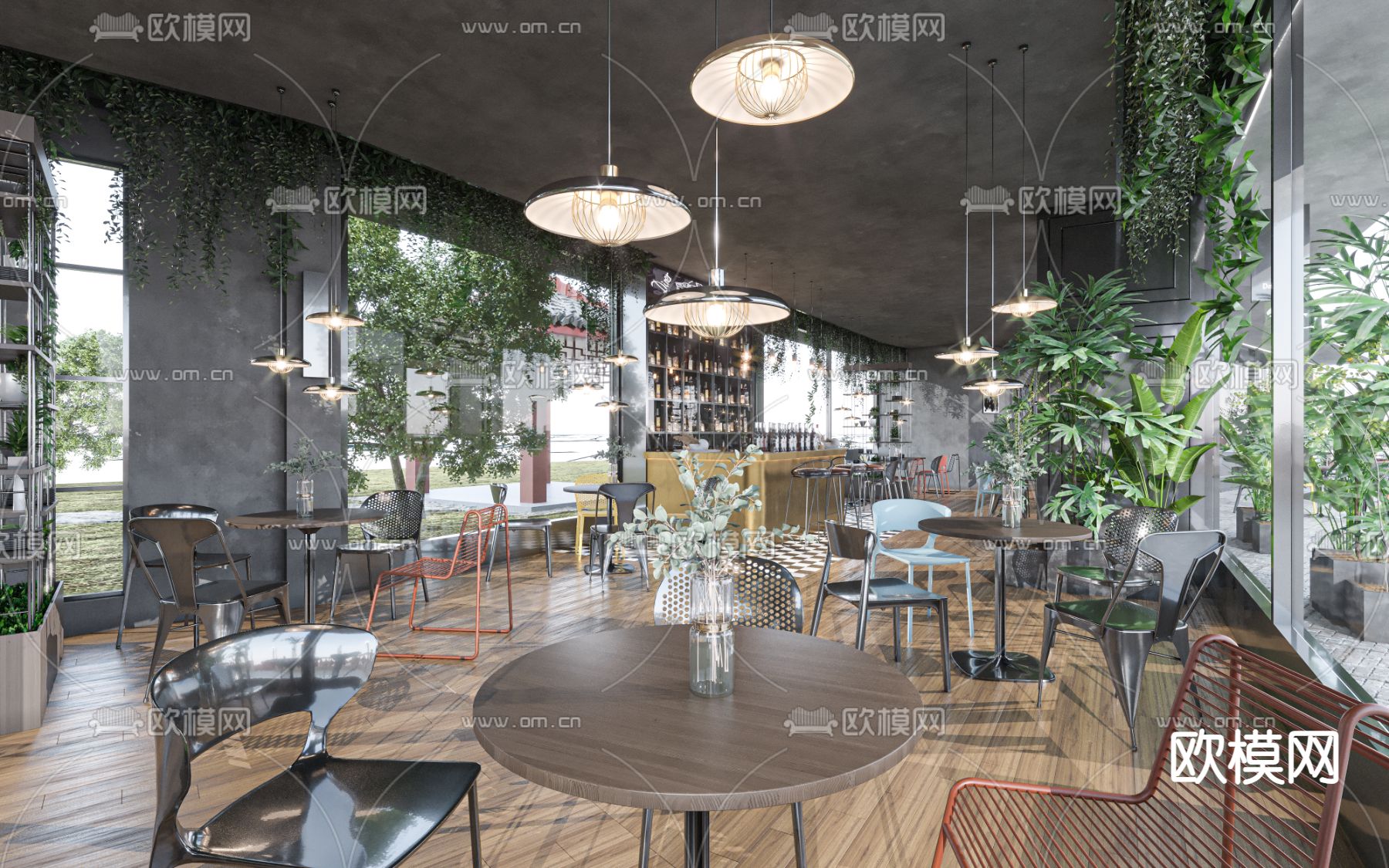 工业风西餐厅3d模型下载（渲染图4）