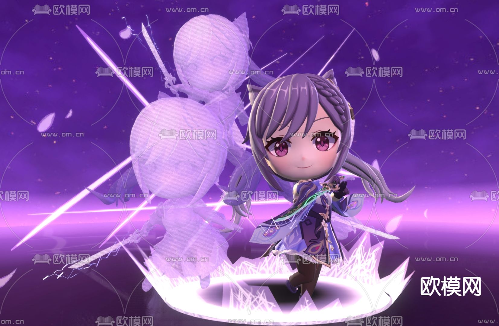 二次元手办 可爱人物 动漫人物3d模型下载（渲染图2）