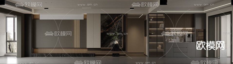 轻奢客餐厅3d模型下载(渲染图2)