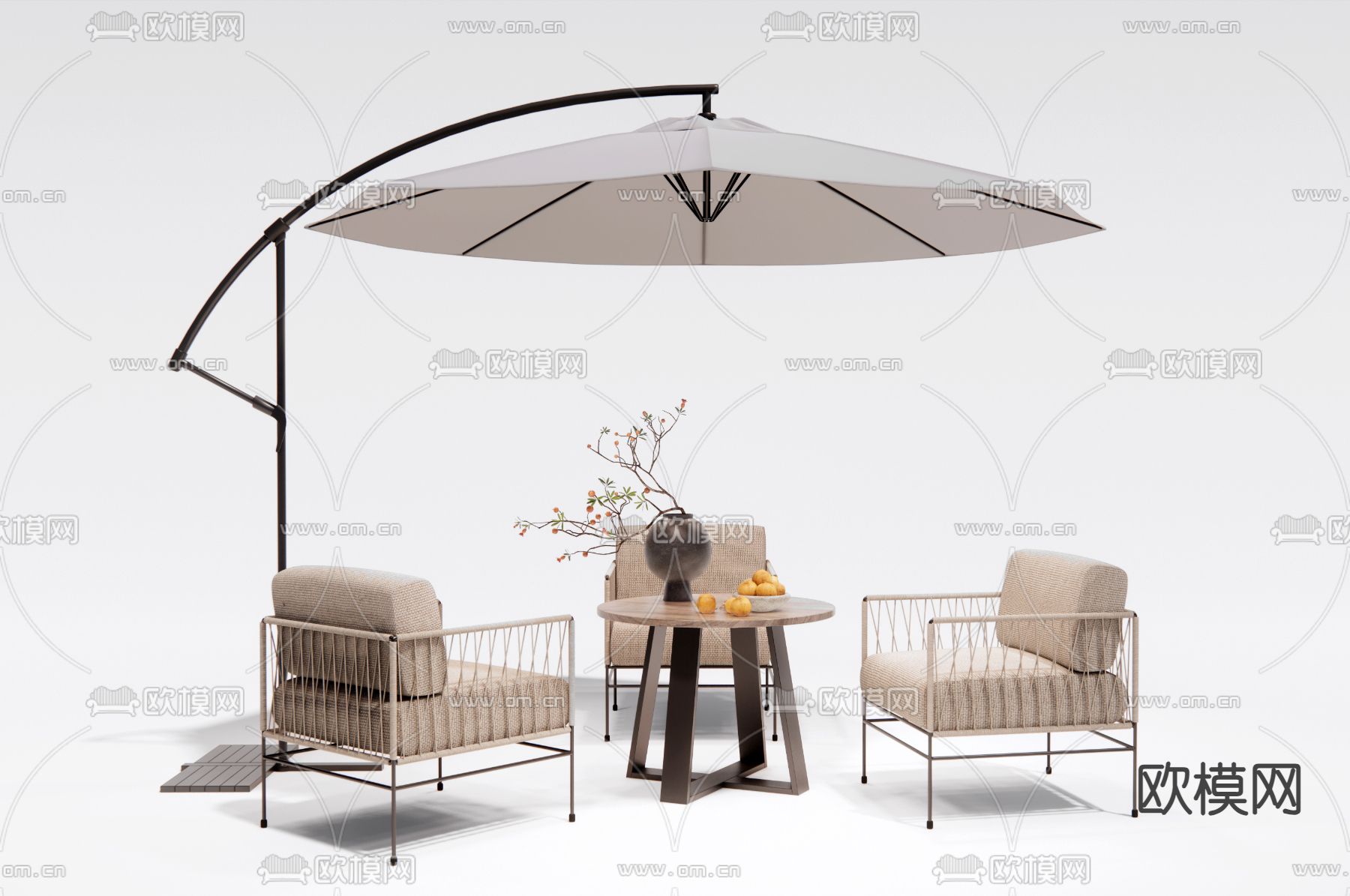 简约户外桌椅3d模型下载