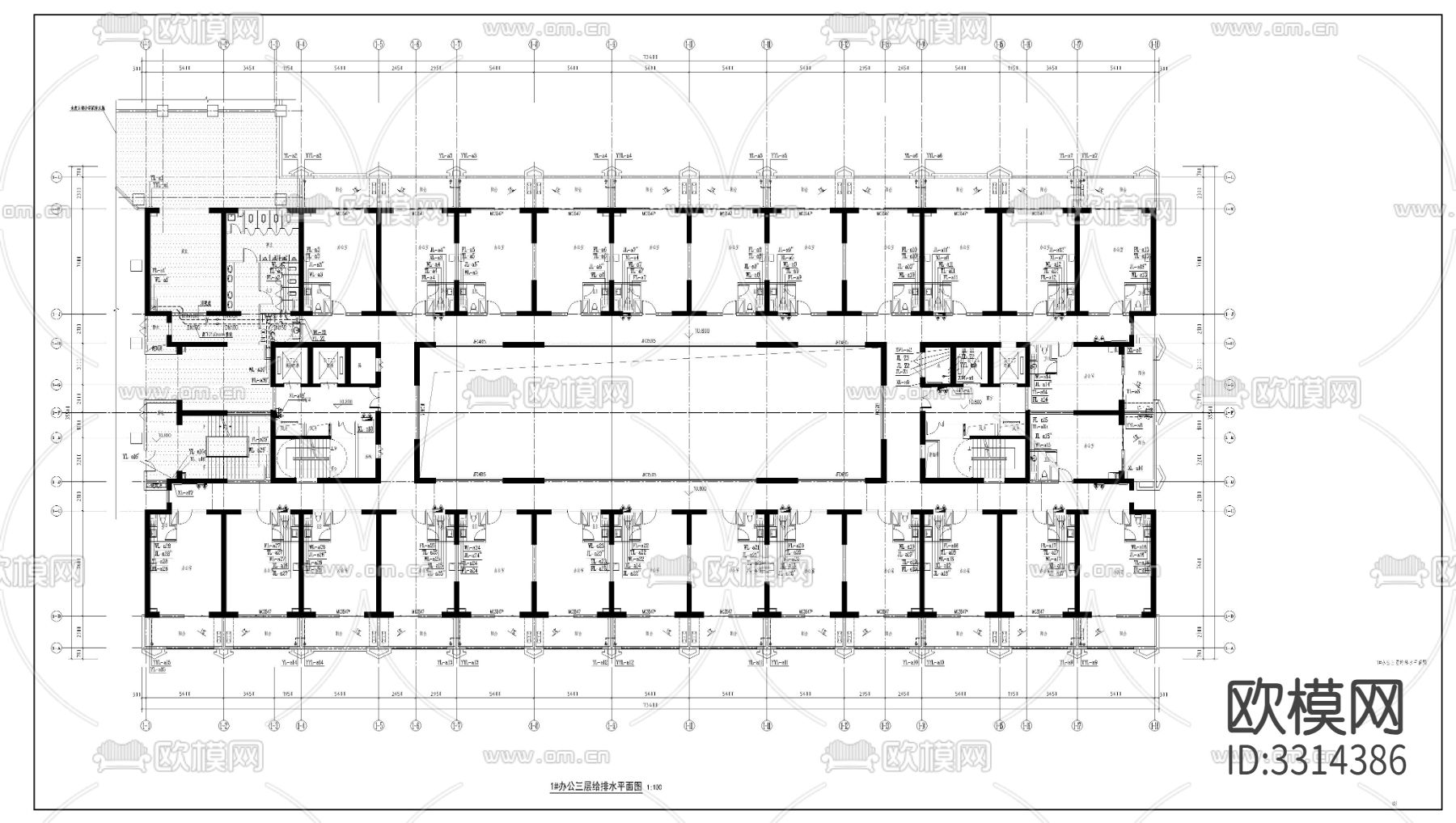 办公楼水电CAD施工图下载（渲染图7）