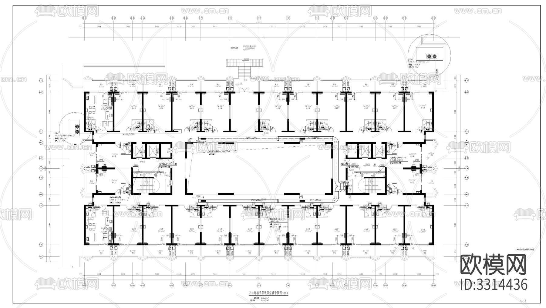 高层办公楼暖通图CAD施工图下载（渲染图5）