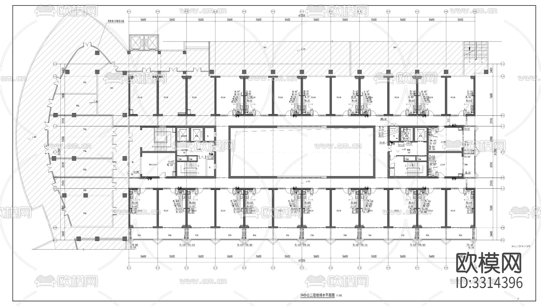 高层办公楼CAD施工图下载（渲染图7）