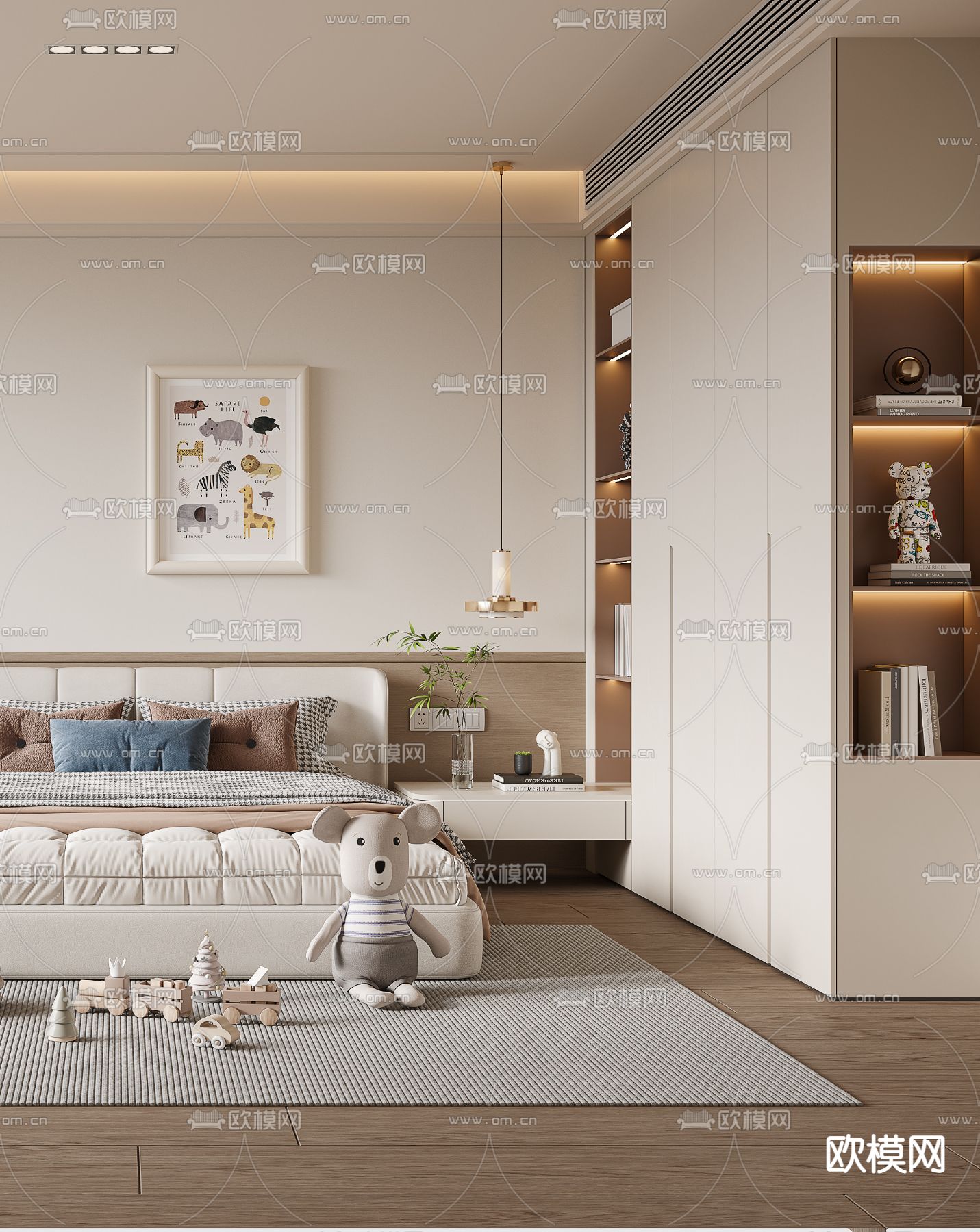 现代男孩房 儿童房3d模型下载（渲染图2）