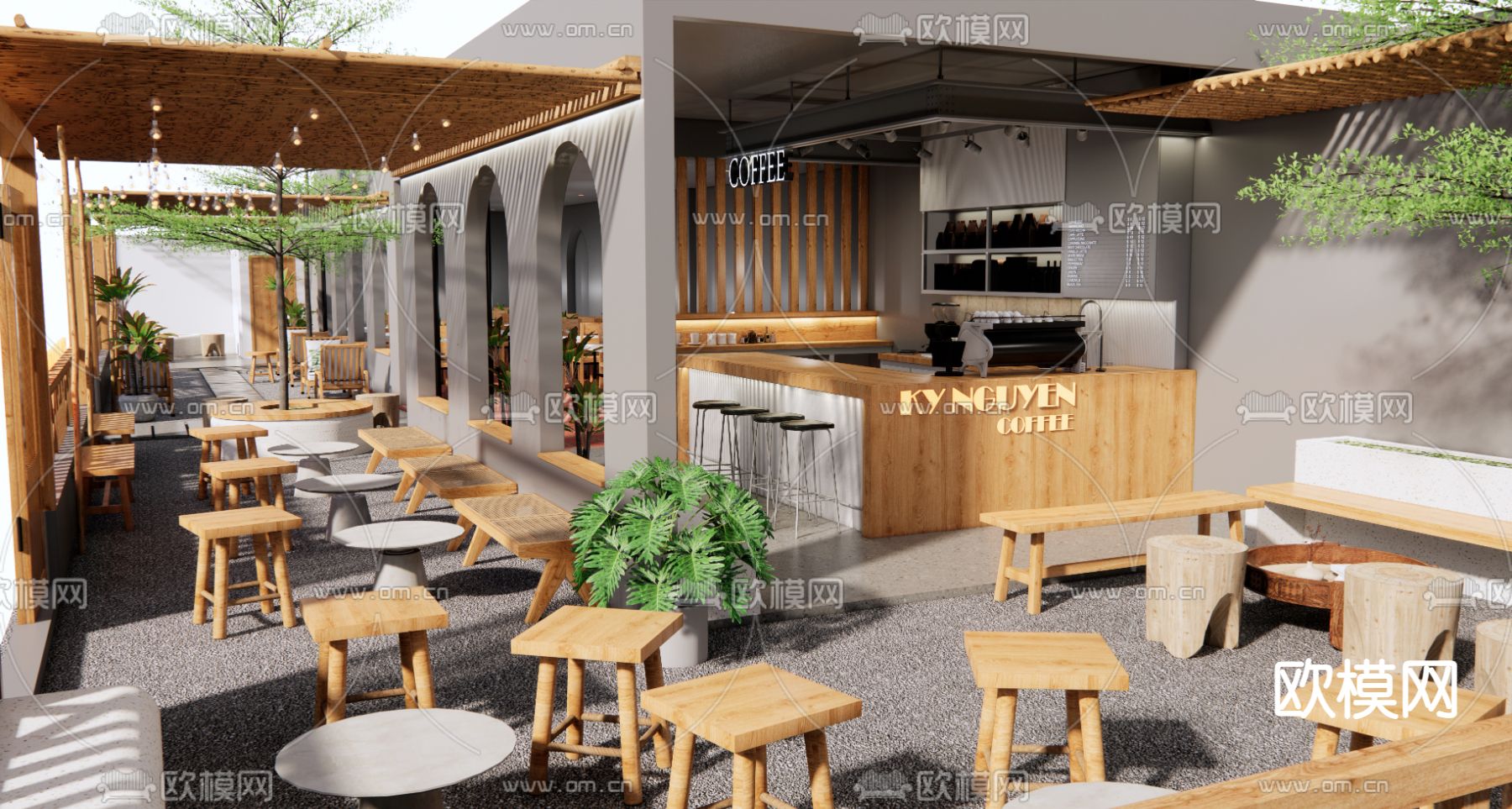 民宿庭院3d模型下载（渲染图5）